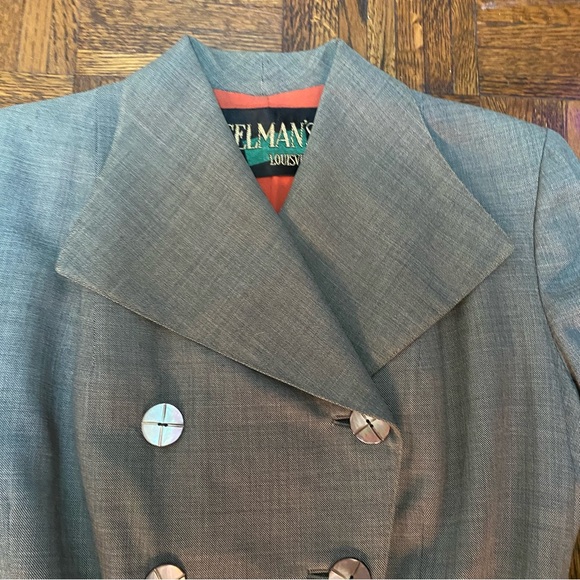 Vintage 1940s Forstmann Virgin Wool Grey Coat. Double Breasted. Size 4 or 6. - Picture 5 of 16